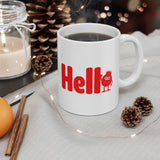 Hello Red Monster Mug - Funny Cute Cartoon Character Coffee Cup Gift for Kids, Coworkers, Office Desk, Fun Drinkware, 11/15oz