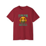 Funny Creepy Smile Emoji T-Shirt - It's Fine I'm Fine Everything Is Fine Really - Sarcastic Horror Face Graphic Tee Unisex