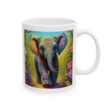 Rainbow Elephant In The Forrest | Elephant Lovers Gift | White Ceramic Mug 11oz and 15oz