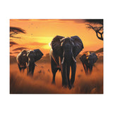 African Elephant Sunset Canvas Wall Art – Safari Wildlife Print for Home Decor, Nature Animal Painting, Living Room Artwork