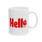 Hello Red Monster Mug - Funny Cute Cartoon Character Coffee Cup Gift for Kids, Coworkers, Office Desk, Fun Drinkware, 11/15oz