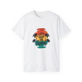 Let’s Enjoy The Summer T-Shirt - Retro Sunset Palm Tree Graphic Tee - Beach Vacation Shirt - Summer Vibes Gift for Men & Women