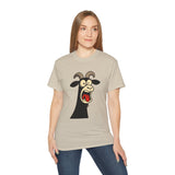 Shocked Screaming Cartoon Goat T-Shirt - Funny Cartoon Goat Tee - Unisex Shirt in 15 Colors - Farm Animal Humor Gift Idea