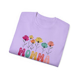 Mother's Day Flower MOMMA T-Shirt - Cute Colorful Floral Tee for Mom, Mama, Mommy Gift, Spring Boho Shirt, Women's Graphic Top