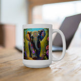 Rainbow Elephant In The Forrest | Elephant Lovers Gift | White Ceramic Mug 11oz and 15oz