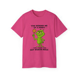 Funny Sarcastic Grinch-Inspired T-Shirt | Two-Faced Penny Joke Tee | Green Monster Graphic | Unisex Gift for Men & Women