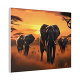 African Elephant Sunset Canvas Wall Art – Safari Wildlife Print for Home Decor, Nature Animal Painting, Living Room Artwork
