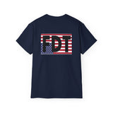 FDT Upside Down USA Flag Back, Freedom Democracy Truth Front - Patriotic Political Statement Tee American Flag