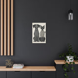Paw-sitive Symmetry | Modern Geometric Dog & Cat Duo – Black and White Maze-Inspired 16x24 Canvas Framed Wall Art