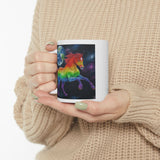 Rainbow Horse Flying Thru The Universe Protecting The Earth | White Ceramic Mug 11oz and 15oz