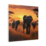 African Elephant Sunset Canvas Wall Art – Safari Wildlife Print for Home Decor, Nature Animal Painting, Living Room Artwork