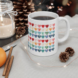 Colorful Watercolor Hearts Mug – Love Pattern Coffee Cup, Cute Romantic Gift, Ceramic Tea Mug 11oz 15oz