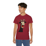 Shocked Screaming Cartoon Goat T-Shirt - Funny Cartoon Goat Tee - Unisex Shirt in 15 Colors - Farm Animal Humor Gift Idea