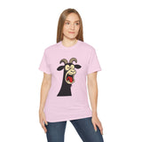 Shocked Screaming Cartoon Goat T-Shirt - Funny Cartoon Goat Tee - Unisex Shirt in 15 Colors - Farm Animal Humor Gift Idea
