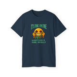 Funny Creepy Smile Emoji T-Shirt - It's Fine I'm Fine Everything Is Fine Really - Sarcastic Horror Face Graphic Tee Unisex
