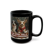 We Woof You A Merry Christmas | Xmas, Puppies, Dogs, Stocking Stuffers | Black Ceramic Mug 11oz and 15oz