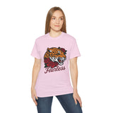 Fearless Jaguar T-Shirt - Wild Animal Graphic Tee with Roses, Bold Big Cat Design, Leopard Shirt for Men Women Streetwear