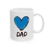 Hand-Drawn Blue Heart Dad Coffee Mug 11oz/15oz - Perfect Father's Day Gift, Birthday Surprise, or Christmas Present for Him