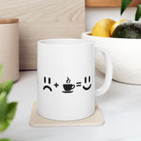 Sad plus Coffee equals Happy | Coffee Lovers, Funny Pic, Gift for Boss, Coffee Cures Sadness | White Ceramic Mug 11/15oz