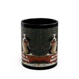 We Woof You A Merry Christmas | Xmas, Puppies, Dogs, Stocking Stuffers | Black Ceramic Mug 11oz and 15oz