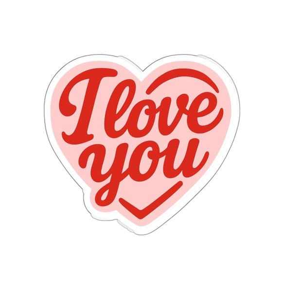 I Love You Heart Die Cut Sticker - Romantic Red Vinyl Decal for Laptop, Water Bottle, Scrapbook, Gift, Valentine’s Day