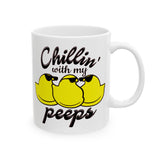 Chillin' With My Peeps | Mah-Jongg, Chicks, Marshmallow | White Ceramic Novelty 11/15oz Mug