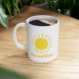 Rise and Shine Coffee Mug - 11oz/15oz Ceramic Morning Mug with Sun Graphic - Inspirational Gift for Women, Men, Friends