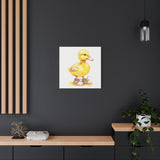 Cute Duckling in Sneakers Canvas Wall Art - 24x24 Nursery Animal Print, Baby Room Decor, Farm Animal Artwork for Kids Wall