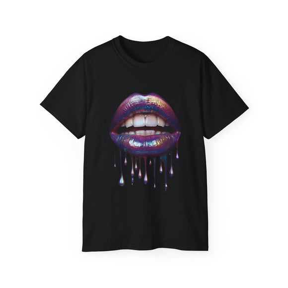 Glossy Lips Dripping |  Ultra 100% US Cotton Tee | Funny T-shirt, Sarcastic Art Mens/Womens Tshirt