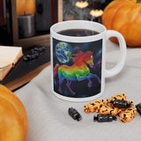 Rainbow Horse Flying Thru The Universe Protecting The Earth | White Ceramic Mug 11oz and 15oz