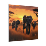 African Elephant Sunset Canvas Wall Art – Safari Wildlife Print for Home Decor, Nature Animal Painting, Living Room Artwork