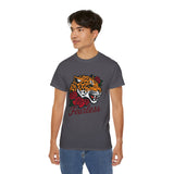 Fearless Jaguar T-Shirt - Wild Animal Graphic Tee with Roses, Bold Big Cat Design, Leopard Shirt for Men Women Streetwear