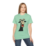 Shocked Screaming Cartoon Goat T-Shirt - Funny Cartoon Goat Tee - Unisex Shirt in 15 Colors - Farm Animal Humor Gift Idea