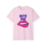 Playful Graphic Tee, "Bite Me" Funny T-Shirt, Unisex Cotton Tee, Casual Wear, Gift for Him or Her, Statement Shirt