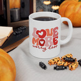 Love More Worry Less Coffee Mug - Positive Inspirational Quote Cup, Gift for Women, Friends, Couples, Valentine's Day