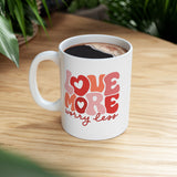 Love More Worry Less Coffee Mug - Positive Inspirational Quote Cup, Gift for Women, Friends, Couples, Valentine's Day