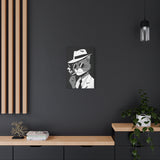 Cool Cat Smoking Cigar Canvas Wall Art - Retro Gangster Cat in Suit with Hat & Shades - Funny Cartoon Artwork for Home Decor