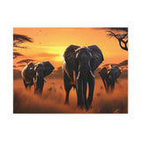 African Elephant Sunset Canvas Wall Art – Safari Wildlife Print for Home Decor, Nature Animal Painting, Living Room Artwork