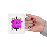 Love Is My Super Power Mug - Inspirational Quote Coffee Cup, Superhero Valentine Gift for Her Him, Motivational 11oz 15oz