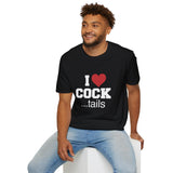I Love Cock tails Funny Drinking Shirt, Adult Humor Tee, Party Bar Gift, Sarcastic Graphic T Shirt for Men Women Unisex Novelty