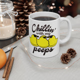 Chillin' With My Peeps | Mah-Jongg, Chicks, Marshmallow | White Ceramic Novelty 11/15oz Mug