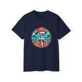 Skeleton Hawaiian T-Shirt - Funny Tropical Beach Sunset Tee - Cool Summer Vacation Shirt - Retro Fedora Graphic Tee - Halloween