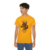 Funny Raccoon Coffee "I'm Tired Look" T-Shirt - Cute Animal Graphic Tee, Humor Gift for Coffee Lovers, Lazy Day Outfit for Men & Women