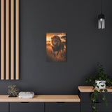 Majestic Lion Canvas Wall Art 16x24 – African Safari Sunset Print, Realistic Wildlife Decor, Living Room Office Gift