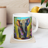 Rainbow Elephant In The Forrest | Elephant Lovers Gift | White Ceramic Mug 11oz and 15oz