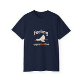Funny Duck T-Shirt - Feeling UnproDUCKtive Graphic Tee, Cute Animal Pun Shirt, Humor Gift for Bird Lovers, Men Women Casual Wear