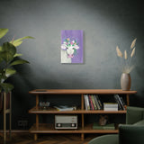 Whimsical Cow Canvas Wall Art - 16x24 Farmhouse Animal Print with Floral Crown on Purple Background - Cute Rustic Home Décor