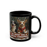 We Woof You A Merry Christmas | Xmas, Puppies, Dogs, Stocking Stuffers | Black Ceramic Mug 11oz and 15oz