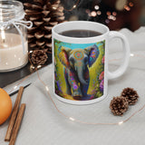 Rainbow Elephant In The Forrest | Elephant Lovers Gift | White Ceramic Mug 11oz and 15oz