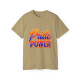 Pride Power T-Shirt | Retro Gradient LGBTQ+ Shirt | Bold Empowerment Graphic Tee | Gay Pride Festival Unisex Top